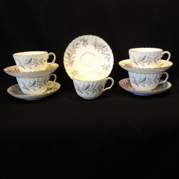 5 Sets Minton Flat Cup n Saucer in Seaforth S-717 *Mint*
